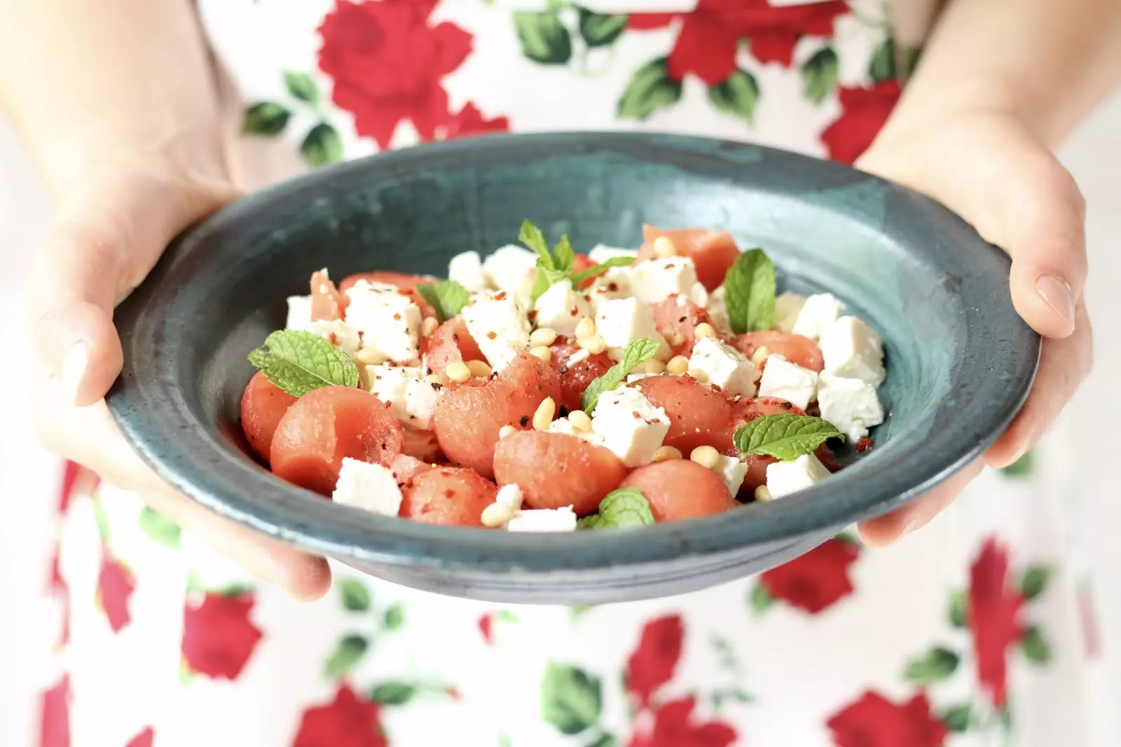 Wassermelone-Feta-Salat mit Limette, Chili und Minze