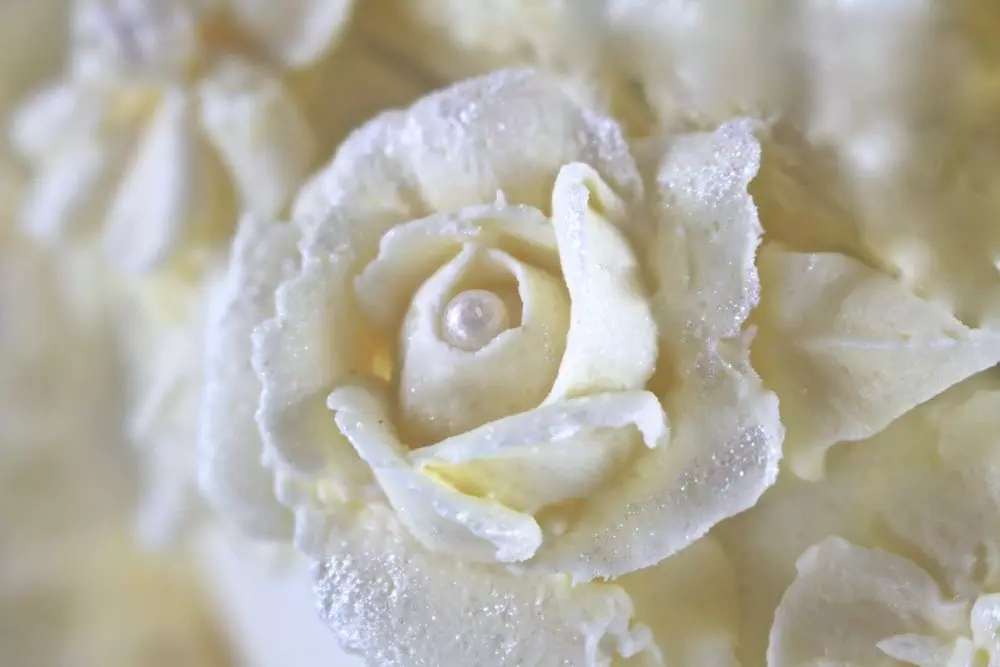 Rezept für eine Wintertorte mit Buttercremeblumen – Frozen Torte Motivtorte für Dorotheas Geburtstag