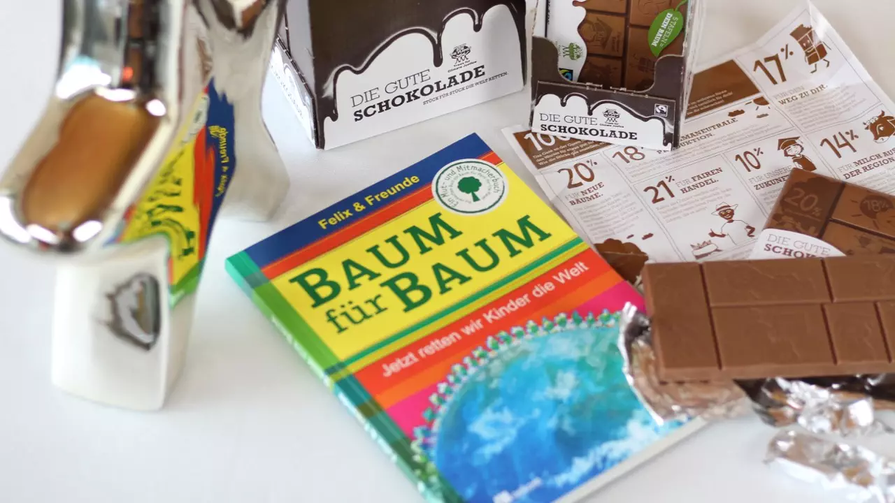Die gute Schokolade und das Buch Baum für Baum von Plant-for-the-Planet