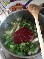 Tteokbokki - scharfe Reiskuchen Suppe