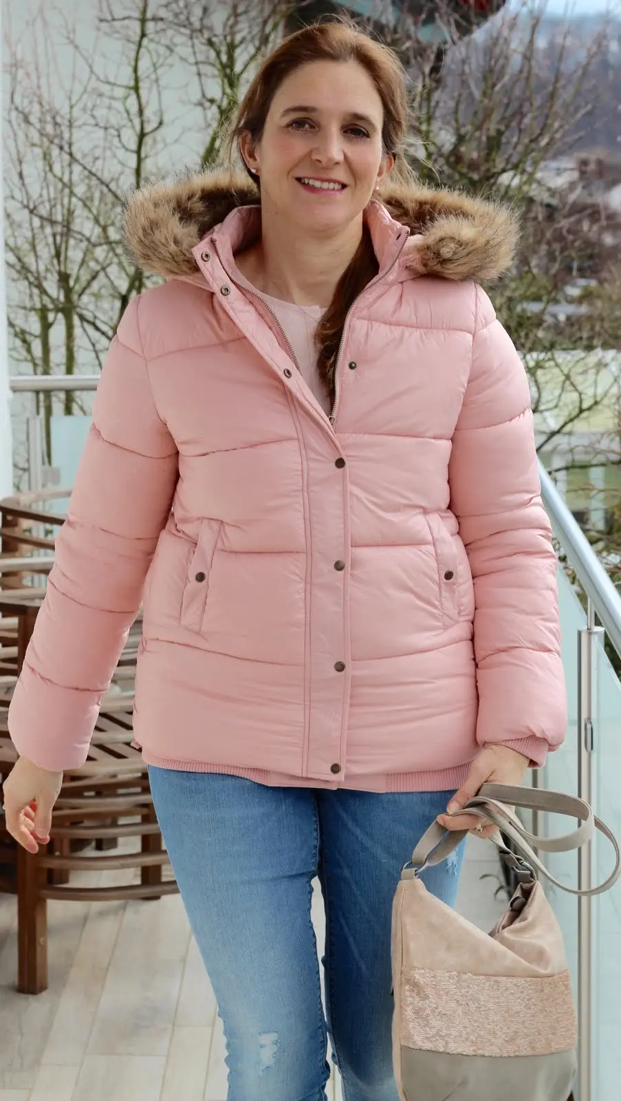 Rosa Winterjacke von Review - so kuschelig und super schön leicht und warm!