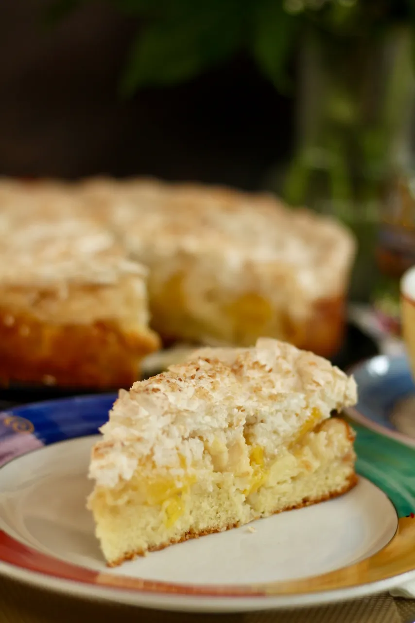 Saftige Apfeltorte mit Kokos-Baiser-Haube und Ananas backen! Rezept und ...